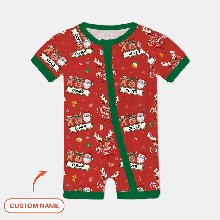 Custom Name "My Deer First's Christmas" For Boy - Shorty Zippy , Custom Name "My Deer First's Christmas" For Boy - Shorty Zippy - 0-3M