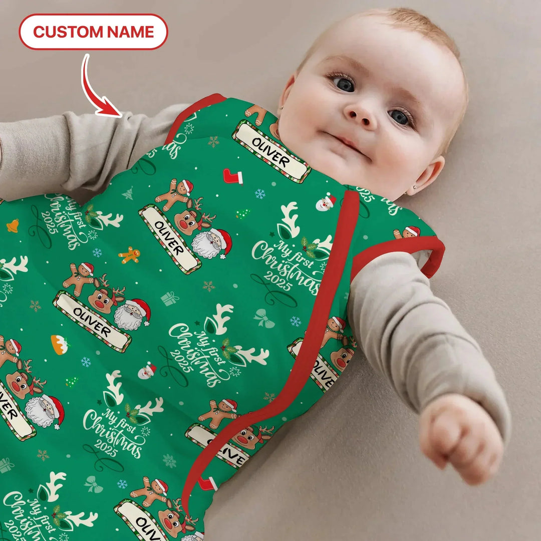 Custom Name "My Deer First's Christmas" For Boy - Sleep Bag , Custom Name "My Deer First's Christmas" For Boy - Sleep Bag - XS / 0.5 TOG