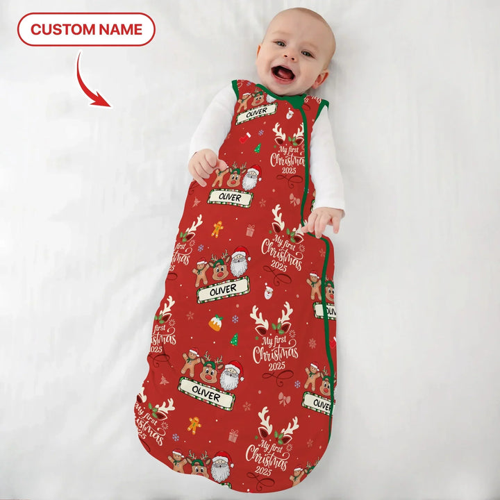 Custom Name "My Deer First's Christmas" For Boy - Sleep Bag , Custom Name "My Deer First's Christmas" For Boy - Sleep Bag - XS / 0.5 TOG