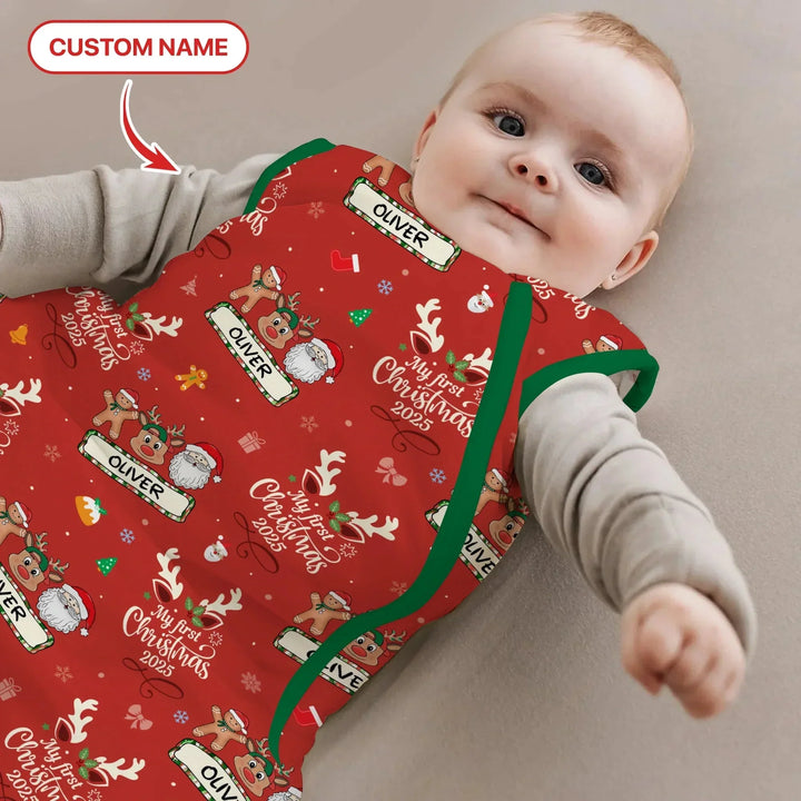 Custom Name "My Deer First's Christmas" For Boy - Sleep Bag , Custom Name "My Deer First's Christmas" For Boy - Sleep Bag - XS / 0.5 TOG