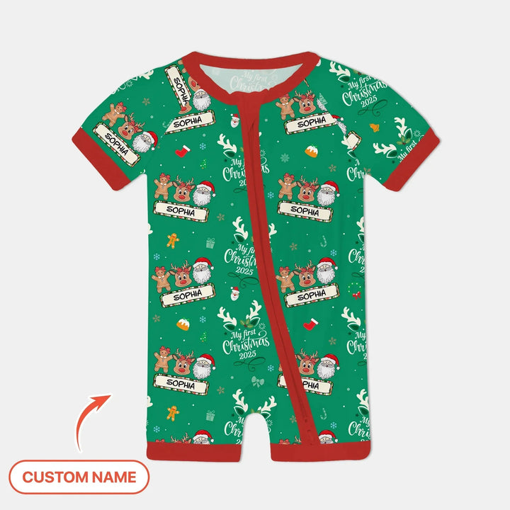 Custom Name "My Deer First's Christmas" For Girl - Shorty Zippy , Custom Name "My Deer First's Christmas" For Girl - Shorty Zippy - 0-3M