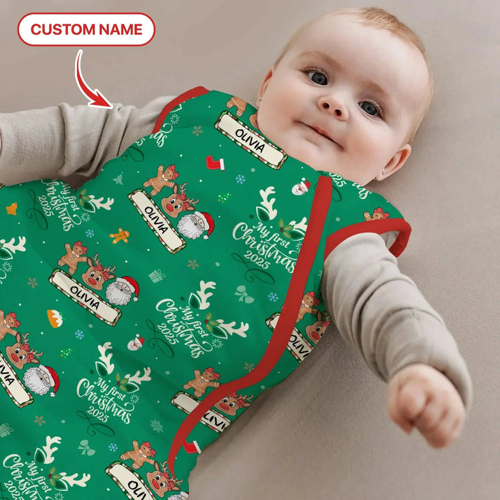 Custom Name "My Deer First's Christmas" For Girl - Sleep Bag , Custom Name "My Deer First's Christmas" For Girl - Sleep Bag - XS / 0.5 TOG