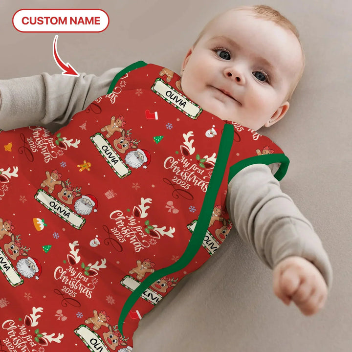 Custom Name "My Deer First's Christmas" For Girl - Sleep Bag , Custom Name "My Deer First's Christmas" For Girl - Sleep Bag - XS / 0.5 TOG
