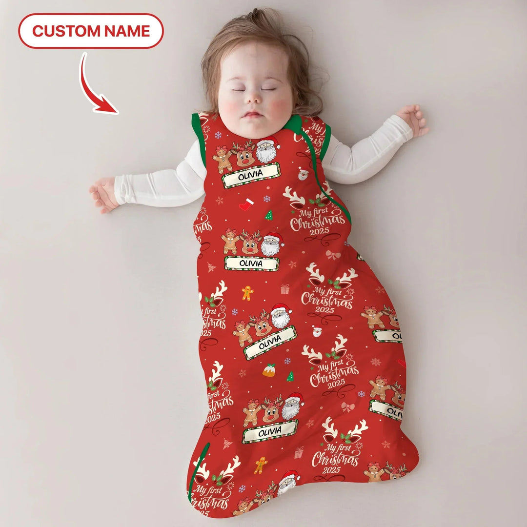 Custom Name "My Deer First's Christmas" For Girl - Sleep Bag , Custom Name "My Deer First's Christmas" For Girl - Sleep Bag - XS / 0.5 TOG