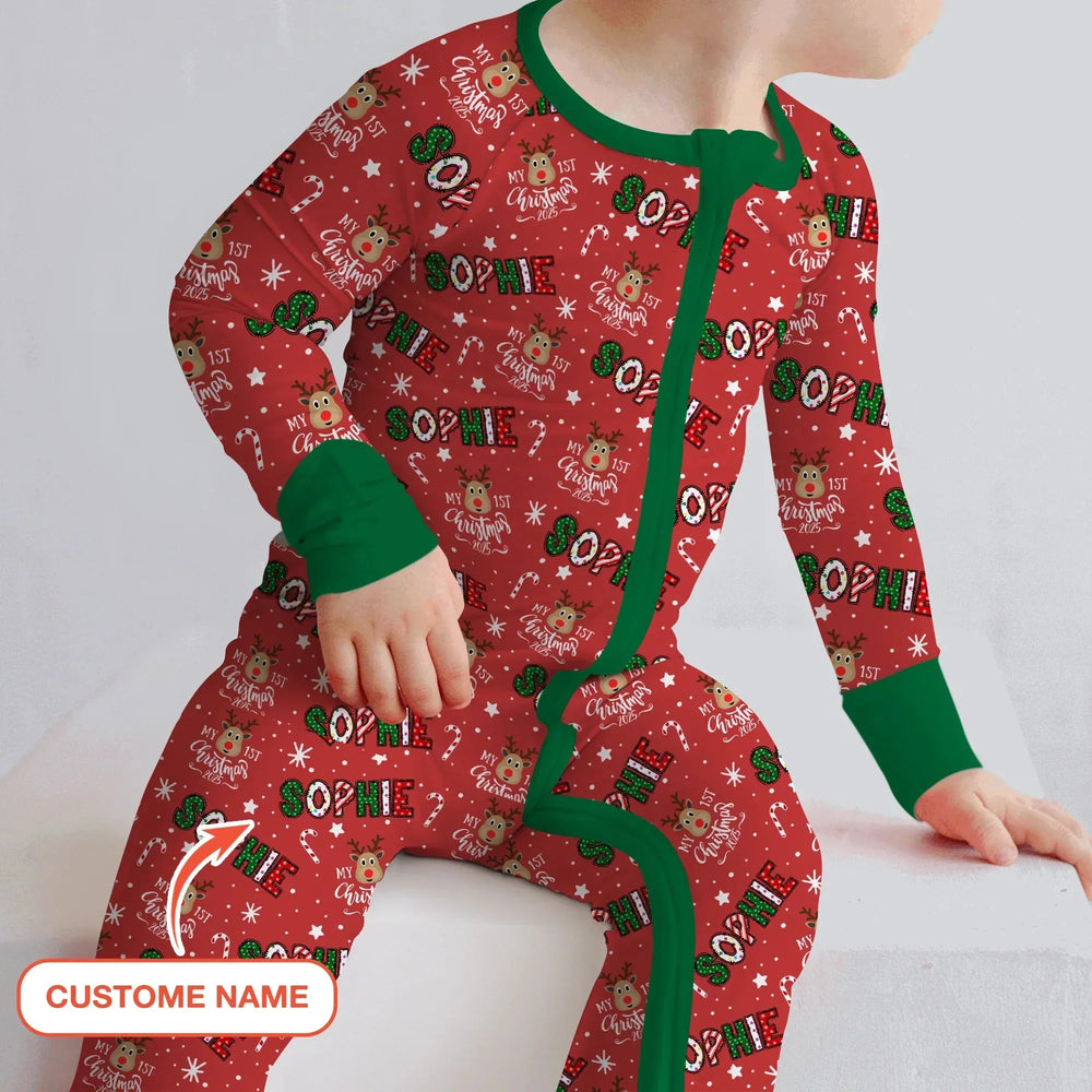 Custom Name "My First Christmas 2025" Convertible Zippy , Custom Name "My First Christmas 2025" Convertible Zippy - 0-3M
