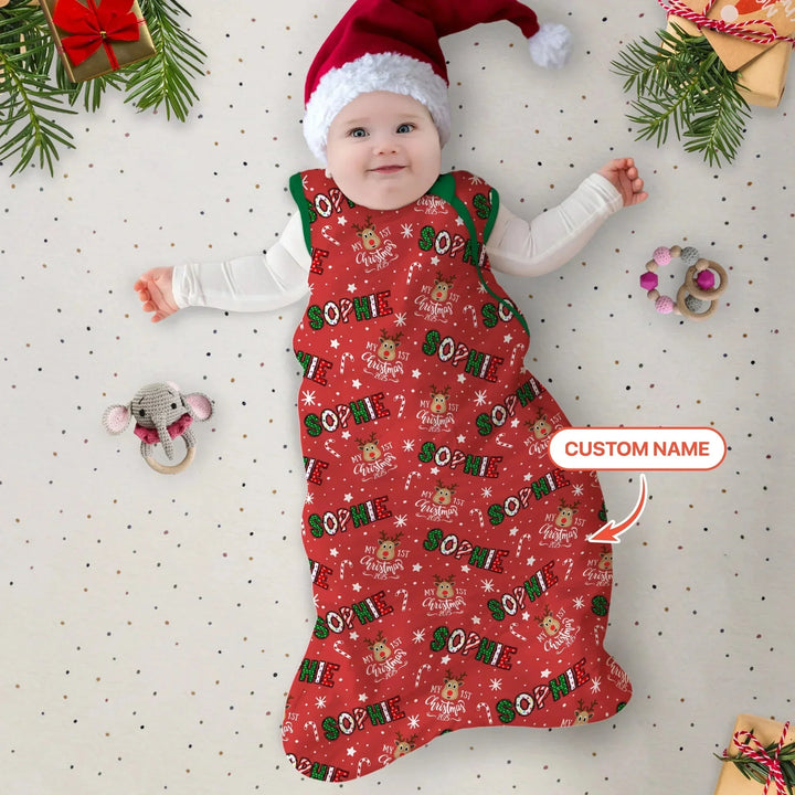 Custom Name "My First Christmas 2025" Sleep Bag , Custom Name "My First Christmas 2025" Sleep Bag - XS / 0.5 TOG