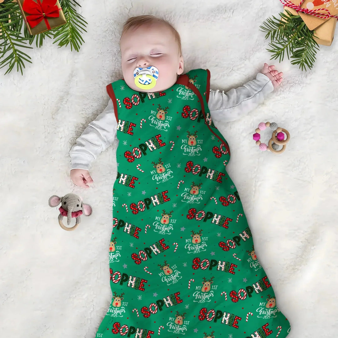 Custom Name "My First Christmas 2025" Sleep Bag , Custom Name "My First Christmas 2025" Sleep Bag - XS / 0.5 TOG