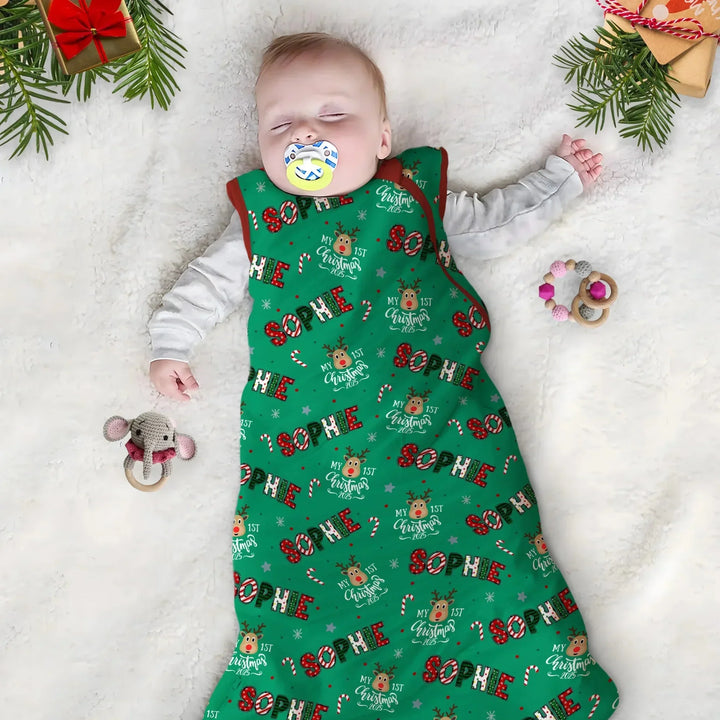 Custom Name "My First Christmas 2025" Sleep Bag , Custom Name "My First Christmas 2025" Sleep Bag - XS / 0.5 TOG