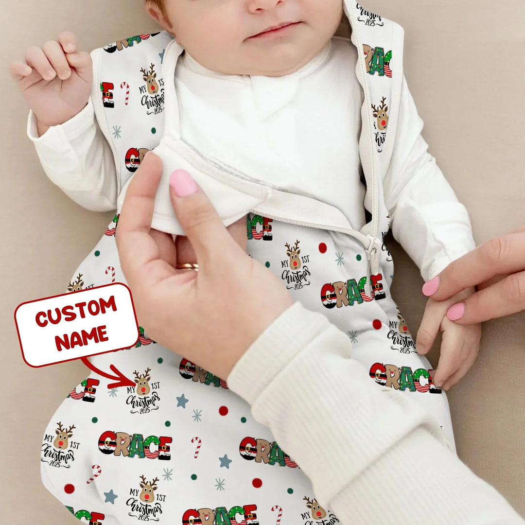 Custom Name "My First Christmas 2025" - Sleep Bag (G) , Custom Name "My First Christmas 2025" - Sleep Bag (G) - XS / 0.5 TOG