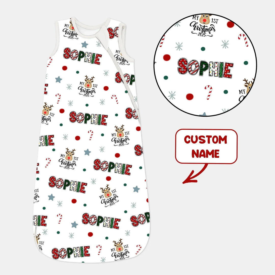 Custom Name "My First Christmas 2025" - Sleep Bag (S) , Custom Name "My First Christmas 2025" - Sleep Bag (S) - XS / 0.5 TOG