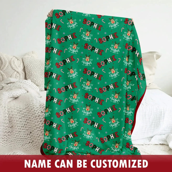 Custom Name "My First Christmas 2025" Toddler Blanket , Custom Name "My First Christmas 2025" Toddler Blanket - Default Title