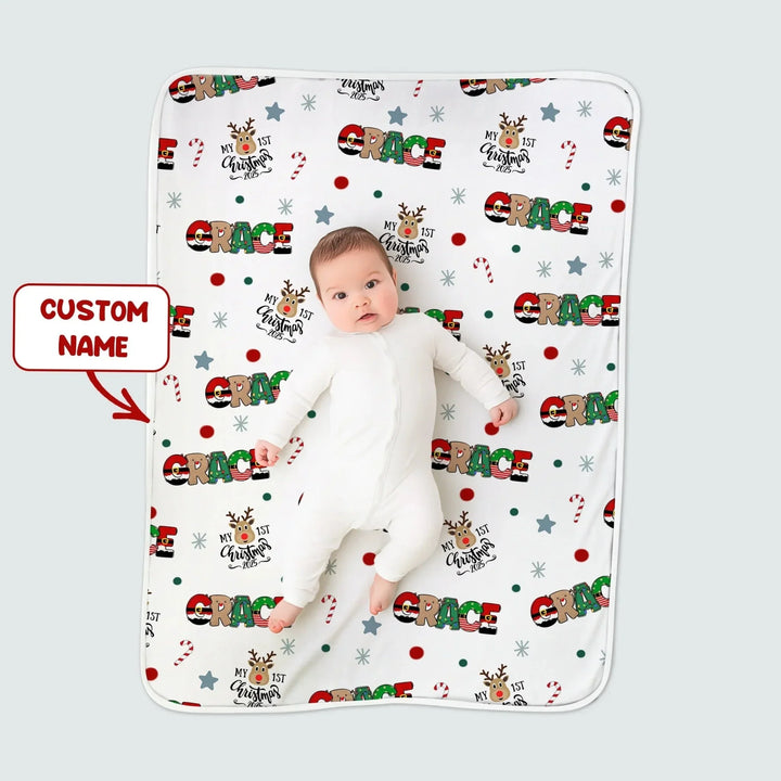 Custom Name "My First Christmas 2025" - Toddler Blanket (G) , Custom Name "My First Christmas 2025" - Toddler Blanket (G) - Default Title