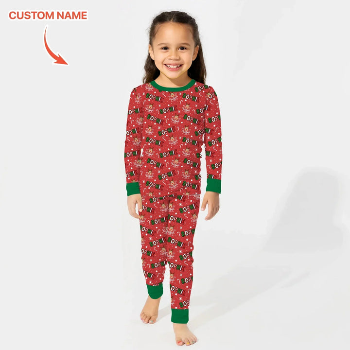 Custom Name "My First Christmas 2025" Two Piece Long Sleeve Pajama Set , Custom Name "My First Christmas 2025" Two Piece Long Sleeve Pajama Set - 12-18M