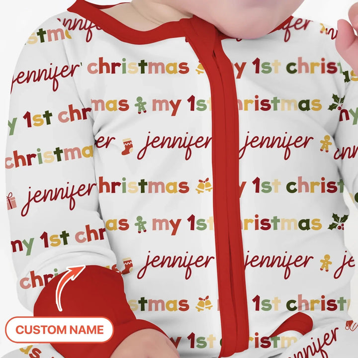Custom Name My First Christmas Color Mood Convertible Zippy , Custom Name My First Christmas Color Mood Convertible Zippy - 0-3M