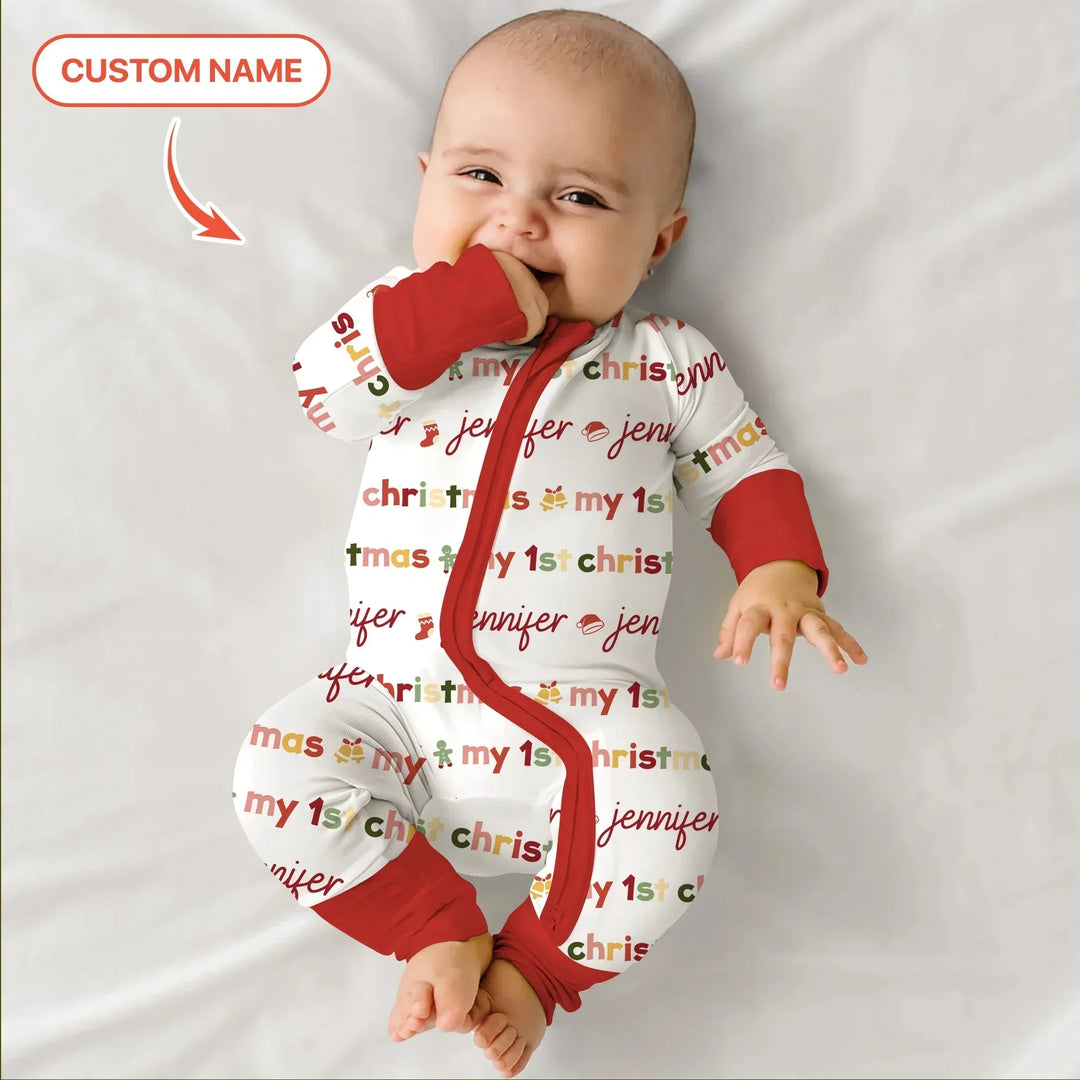 Custom Name My First Christmas Color Mood Convertible Zippy , Custom Name My First Christmas Color Mood Convertible Zippy - 0-3M