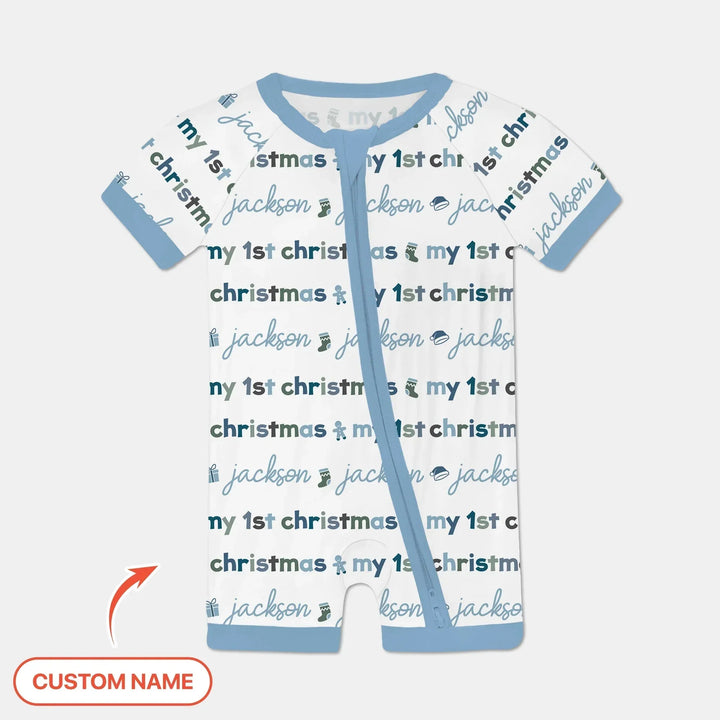 Custom Name My First Christmas Color Mood Shorty Zippy , Custom Name My First Christmas Color Mood Shorty Zippy - 0-3M