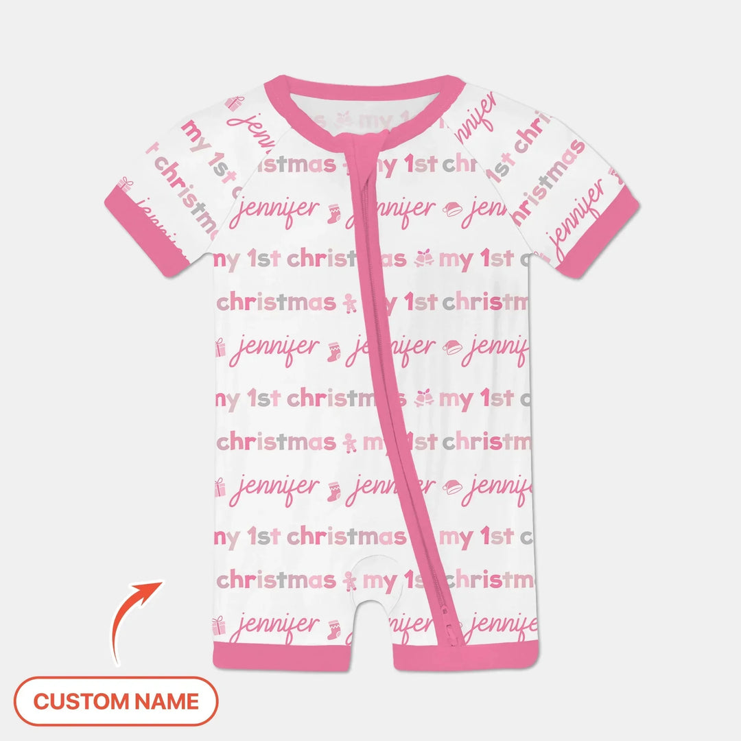 Custom Name My First Christmas Color Mood Shorty Zippy , Custom Name My First Christmas Color Mood Shorty Zippy - 0-3M