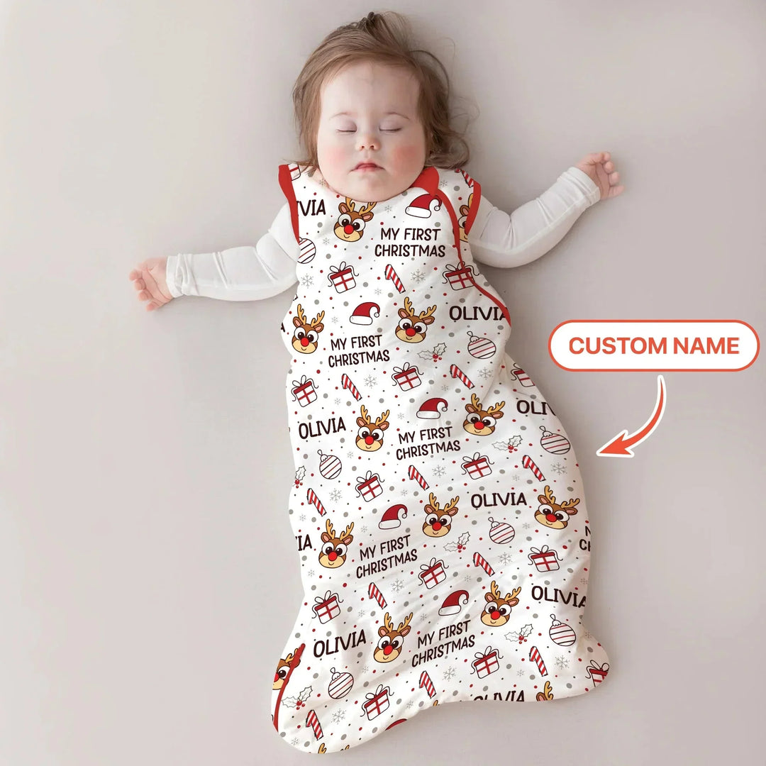 Custom Name Reindeer Doodle My First Christmas Sleep Bag , Custom Name Reindeer Doodle My First Christmas Sleep Bag - XS / 0.5 TOG