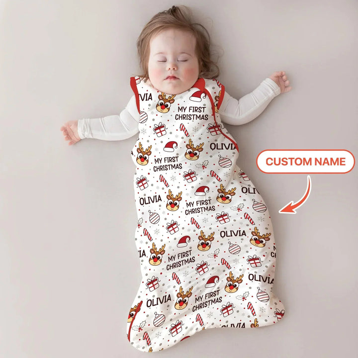 Custom Name Reindeer Doodle My First Christmas Sleep Bag , Custom Name Reindeer Doodle My First Christmas Sleep Bag - XS / 0.5 TOG