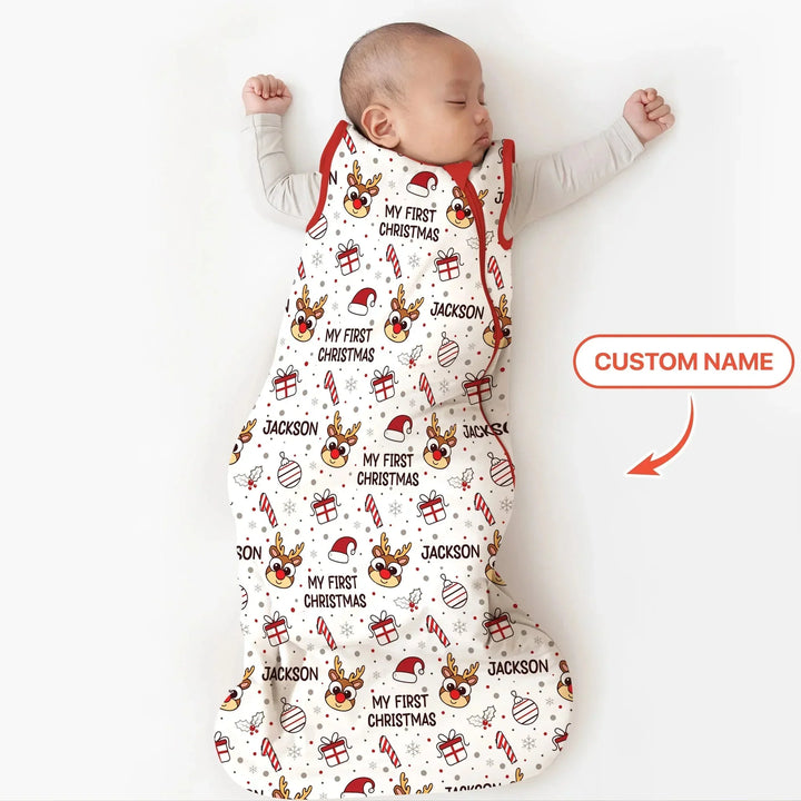 Custom Name Reindeer Doodle My First Christmas Sleep Bag , Custom Name Reindeer Doodle My First Christmas Sleep Bag - XS / 0.5 TOG