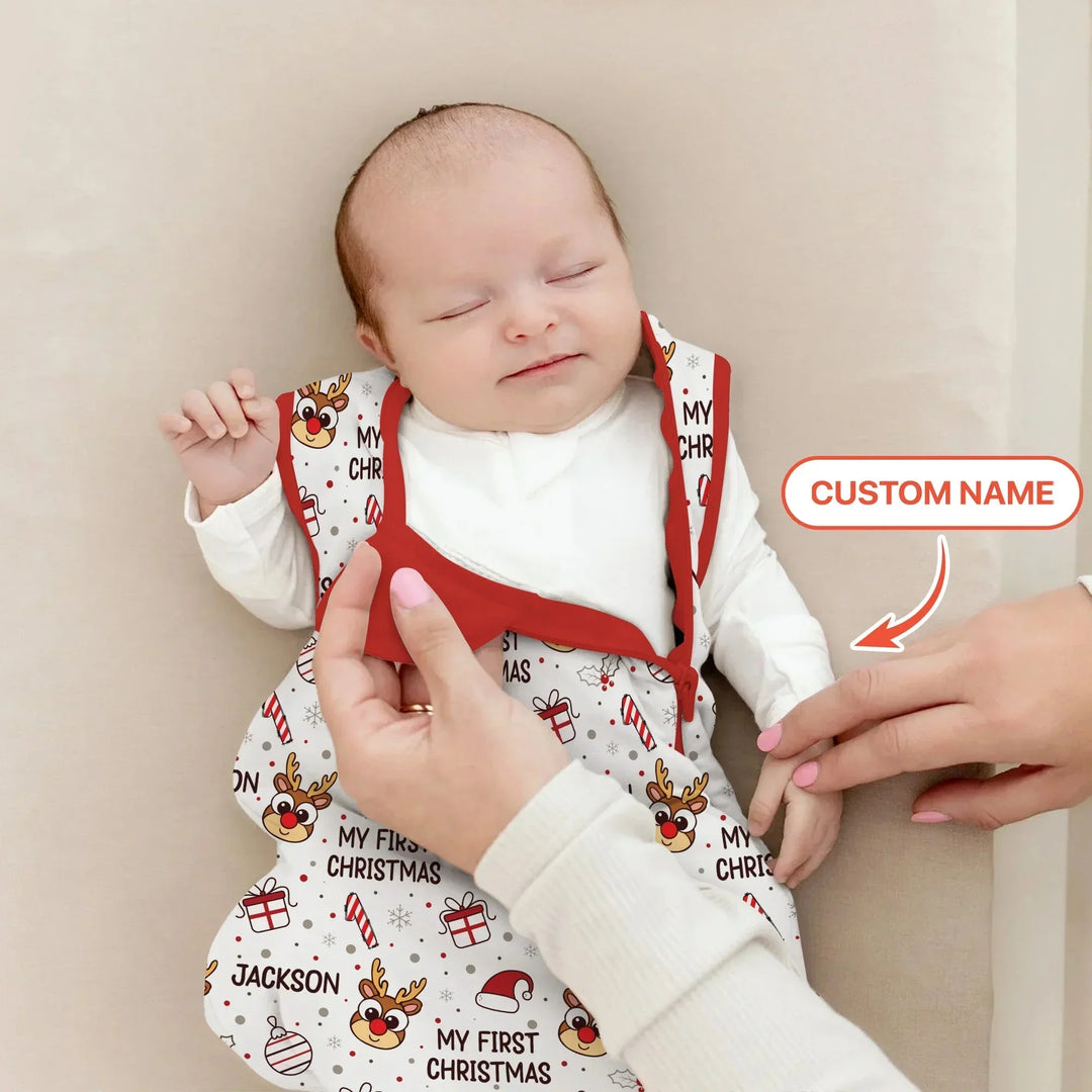 Custom Name Reindeer Doodle My First Christmas Sleep Bag , Custom Name Reindeer Doodle My First Christmas Sleep Bag - XS / 0.5 TOG