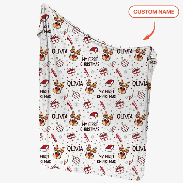 Custom Name Reindeer Doodle My First Christmas Swaddle Blanket , Custom Name Reindeer Doodle My First Christmas Swaddle Blanket - Default Title