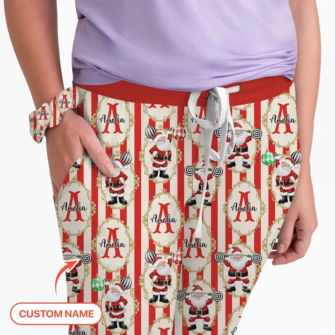 Custom Name Santa Stripes Women Pajama Set , Custom Name Santa Stripes Women Pajama Set - Only Shirt / S