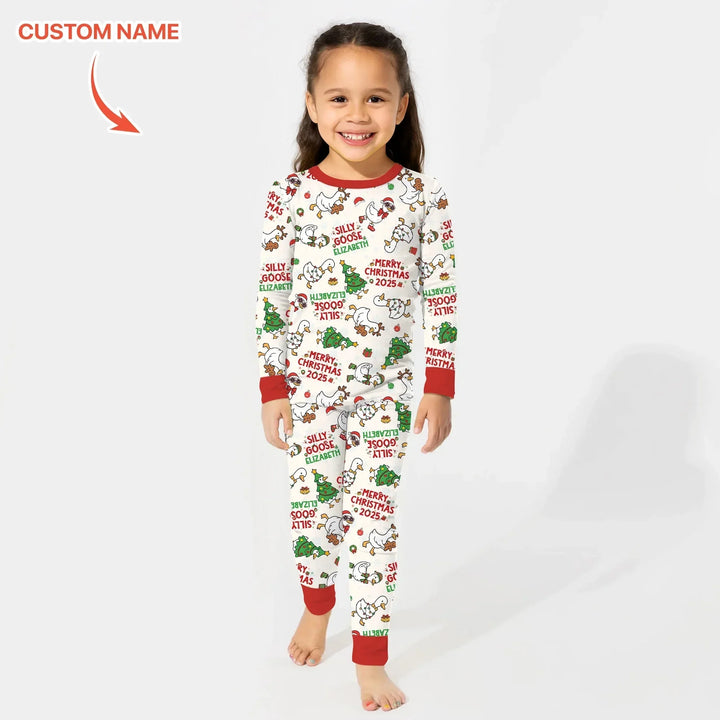 Custom Name "Silly Goose" Two Piece Long Sleeve Pajama Set , Custom Name "Silly Goose" Two Piece Long Sleeve Pajama Set - 12-18M