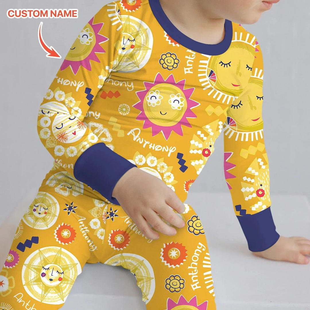 Custom Name Solar Dream Two Piece Long Sleeve Pajama Set , Custom Name Solar Dream Two Piece Long Sleeve Pajama Set - 12-18M