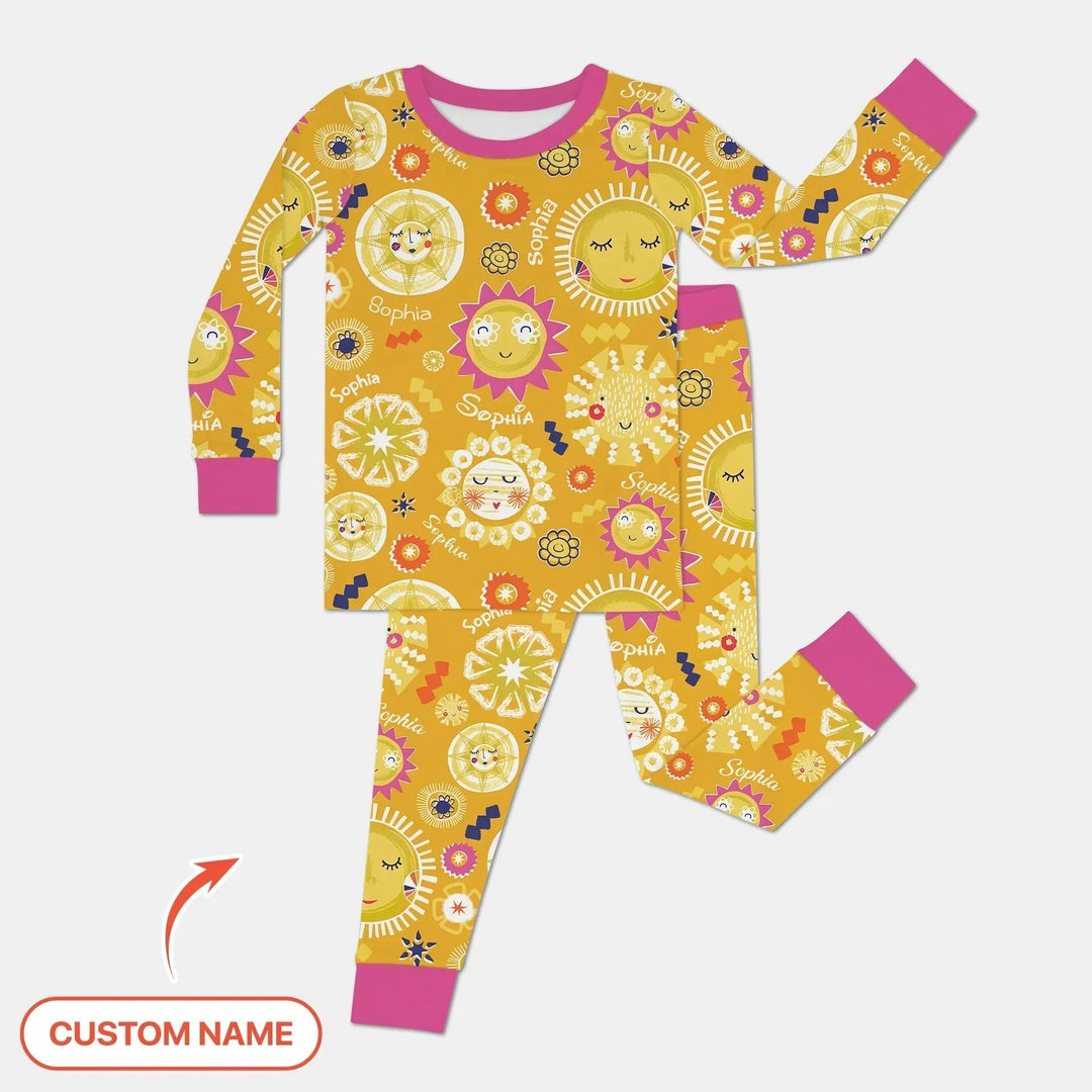 Custom Name Solar Dream Two Piece Long Sleeve Pajama Set , Custom Name Solar Dream Two Piece Long Sleeve Pajama Set - 12-18M
