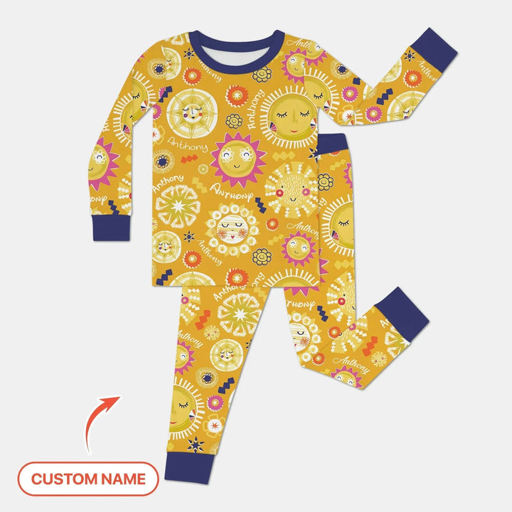 Custom Name Solar Dream Two Piece Long Sleeve Pajama Set , Custom Name Solar Dream Two Piece Long Sleeve Pajama Set - 12-18M