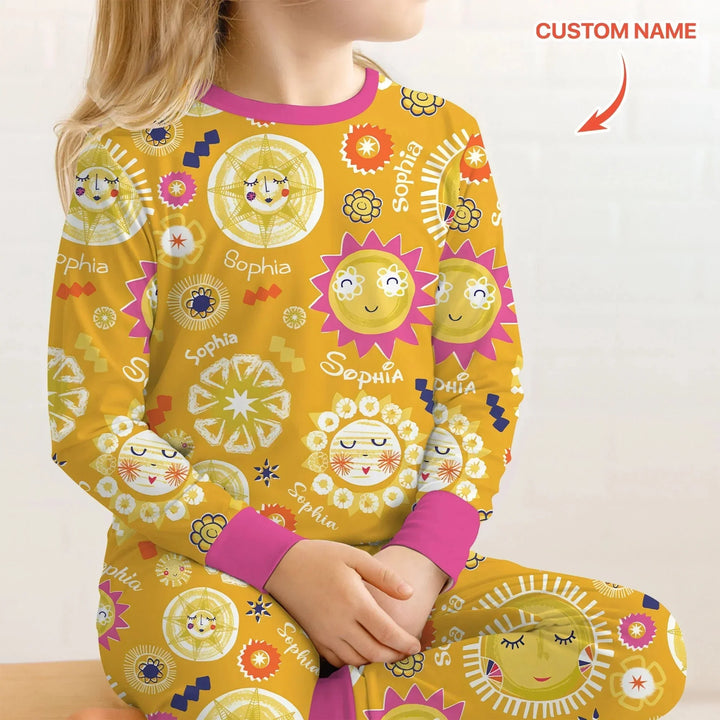 Custom Name Solar Dream Two Piece Long Sleeve Pajama Set , Custom Name Solar Dream Two Piece Long Sleeve Pajama Set - 12-18M
