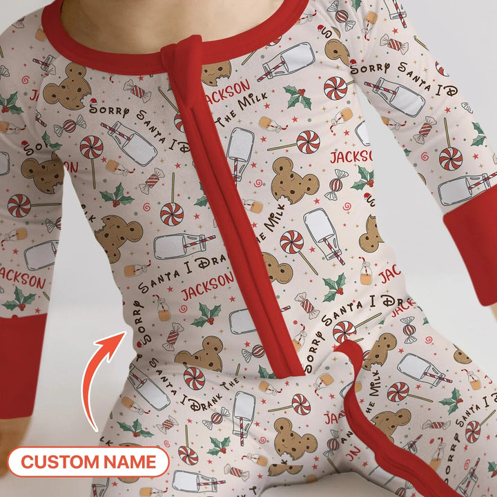 Custom Name Sorry Santa I Drank The Milk Convertible Zippy , Custom Name Sorry Santa I Drank The Milk Convertible Zippy - 0-3M