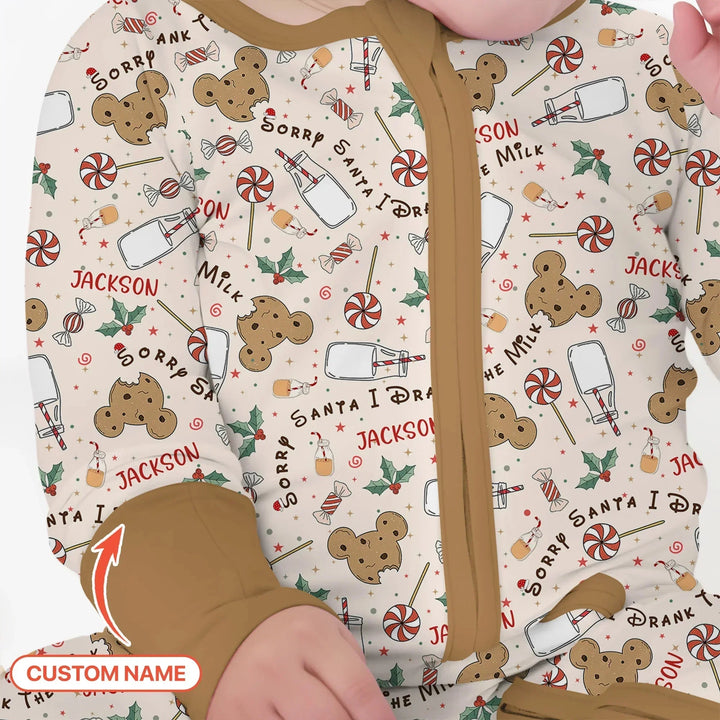 Custom Name Sorry Santa I Drank The Milk Convertible Zippy , Custom Name Sorry Santa I Drank The Milk Convertible Zippy - 0-3M