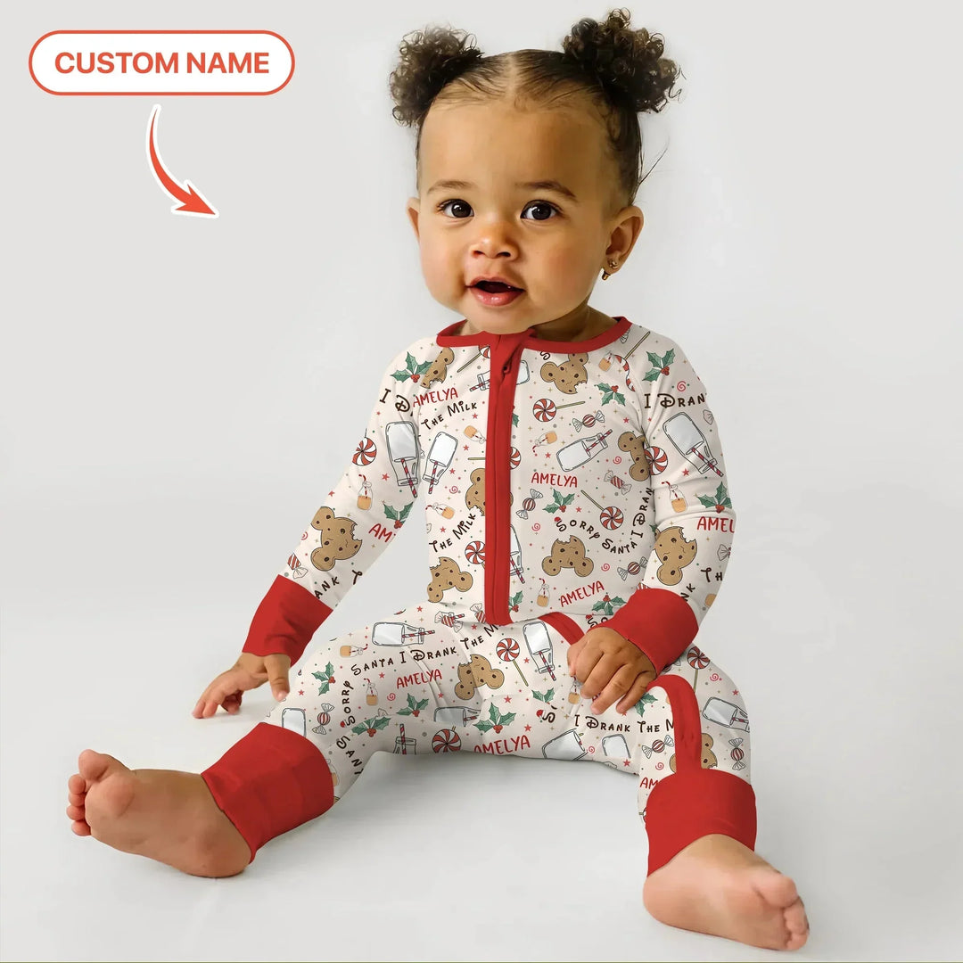 Custom Name Sorry Santa I Drank The Milk Convertible Zippy , Custom Name Sorry Santa I Drank The Milk Convertible Zippy - 0-3M