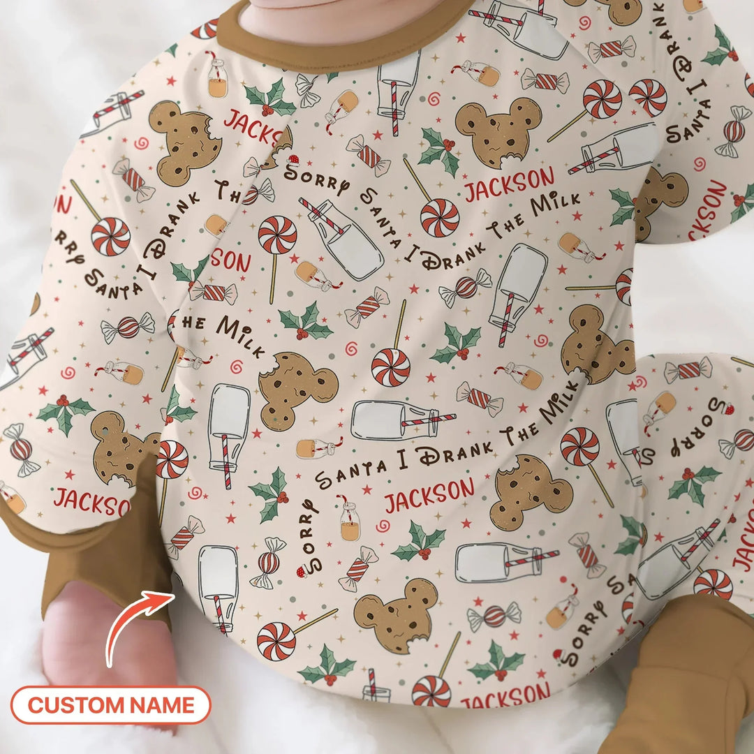 Custom Name Sorry Santa I Drank The Milk Convertible Zippy , Custom Name Sorry Santa I Drank The Milk Convertible Zippy - 0-3M