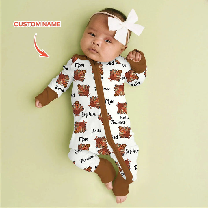 Custom Name Thanksgiving Family Matching Convertible Zippy , Custom Name Thanksgiving Family Matching Convertible Zippy - 0-3M