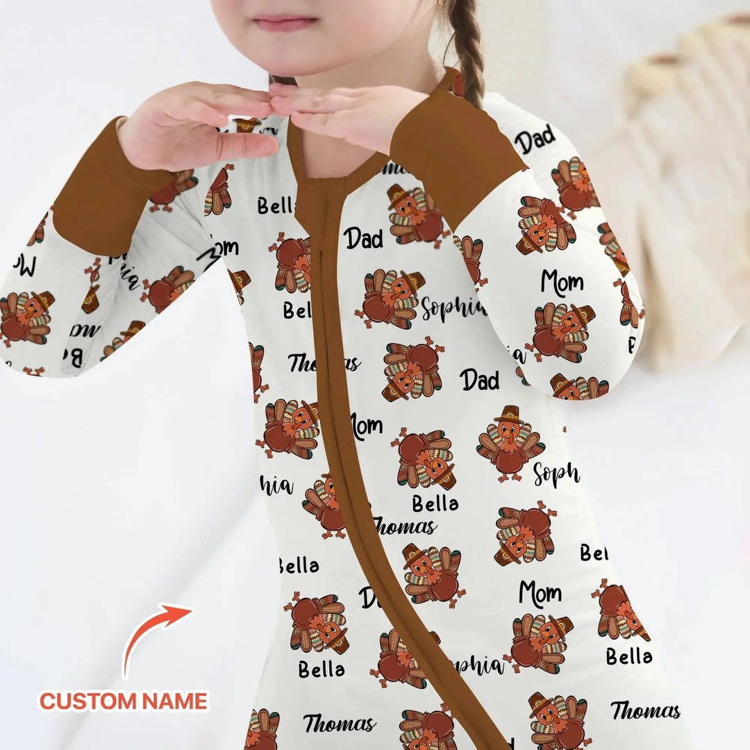 Custom Name Thanksgiving Family Matching Convertible Zippy , Custom Name Thanksgiving Family Matching Convertible Zippy - 0-3M