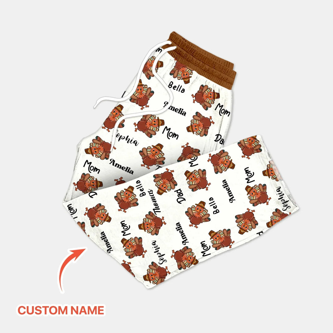 Custom Name Thanksgiving Family Matching Men's Pajama Set , Custom Name Thanksgiving Family Matching Men's Pajama Set - Only Shirt / XS