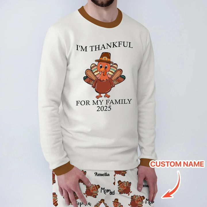 Custom Name Thanksgiving Family Matching Men's Pajama Set , Custom Name Thanksgiving Family Matching Men's Pajama Set - Only Shirt / XS