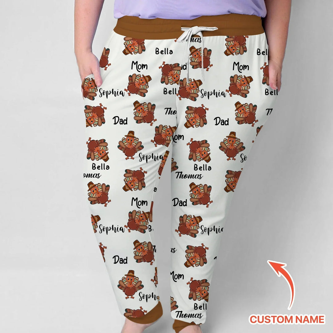 Custom Name Thanksgiving Family Matching Women Pajama Set , Custom Name Thanksgiving Family Matching Women Pajama Set - Only Shirt / S