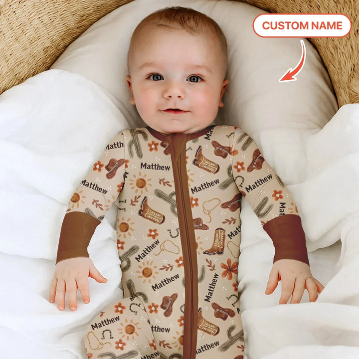 Custom Name Western Cowboy Stuff Convertible Zippy , Custom Name Western Cowboy Stuff Convertible Zippy - 0-3M