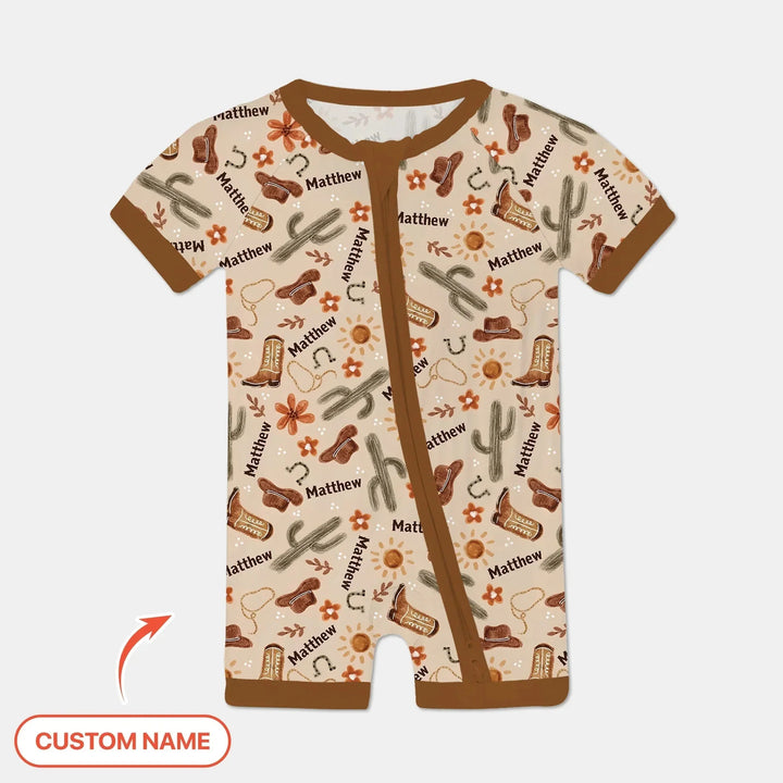 Custom Name Western Cowboy Stuff Shorty Zippy , Custom Name Western Cowboy Stuff Shorty Zippy - 0-3M