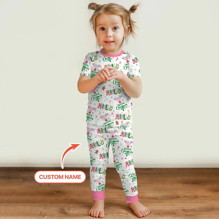 Custom Name "Whimsical Little Things" Two Piece Short Sleeve Pajama Set , Custom Name "Whimsical Little Things" Two Piece Short Sleeve Pajama Set - 12-18M