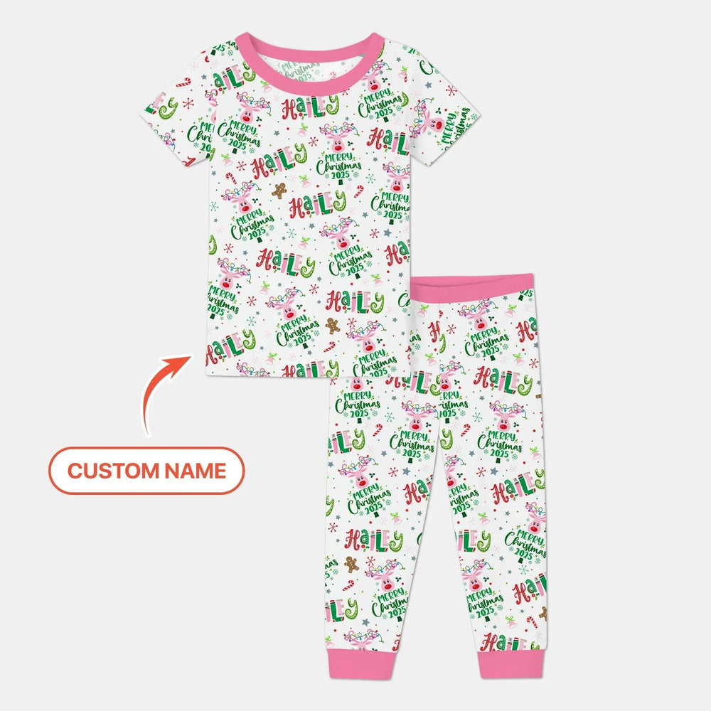 Custom Name "Whimsical Little Things" Two Piece Short Sleeve Pajama Set , Custom Name "Whimsical Little Things" Two Piece Short Sleeve Pajama Set - 12-18M