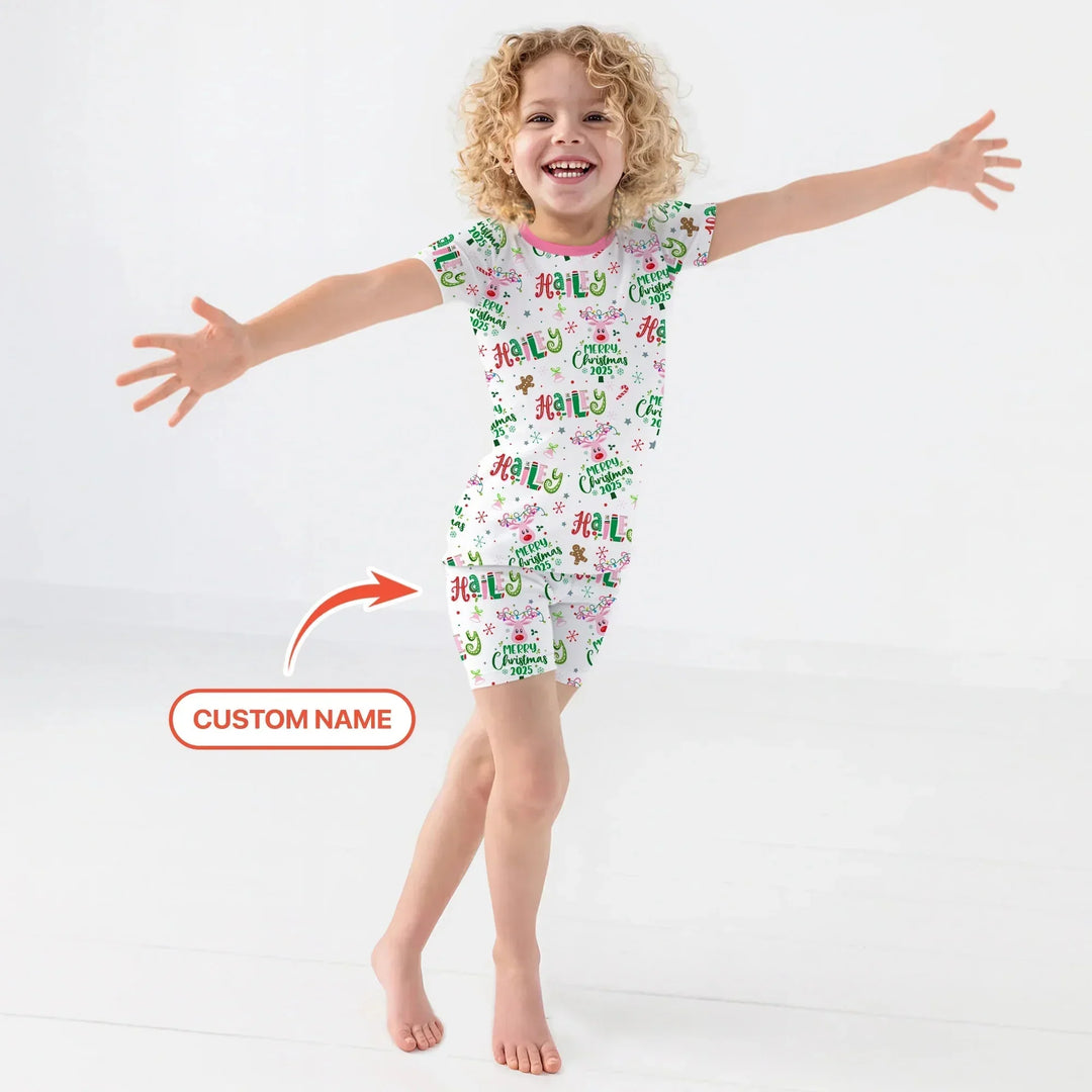 Custom Name "Whimsical Little Things" Two Piece Short Sleeve Shorts Pajama Set , Custom Name "Whimsical Little Things" Two Piece Short Sleeve Shorts Pajama Set - 12-18M
