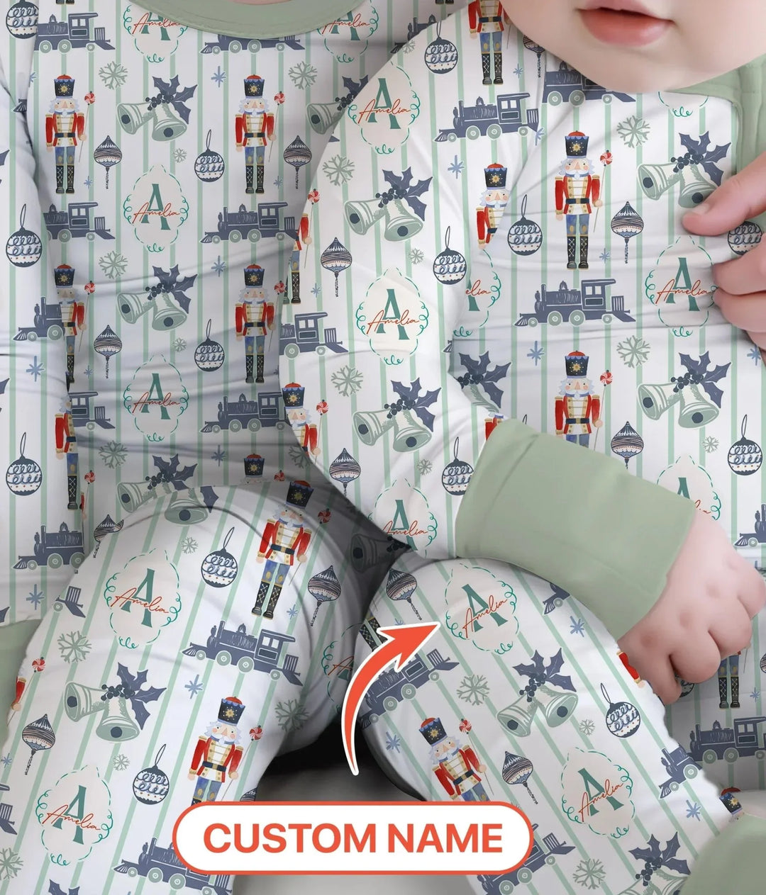 Custom Nutcracker Medium Blue Two Piece Long Sleeve Pajama Set , Custom Nutcracker Medium Blue Two Piece Long Sleeve Pajama Set - 12-18M