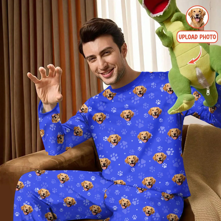 Custom Pet Face Photo Men's Pajama Set For Christmas , Custom Pet Face Photo Men's Pajama Set For Christmas - Only Shirt / XS