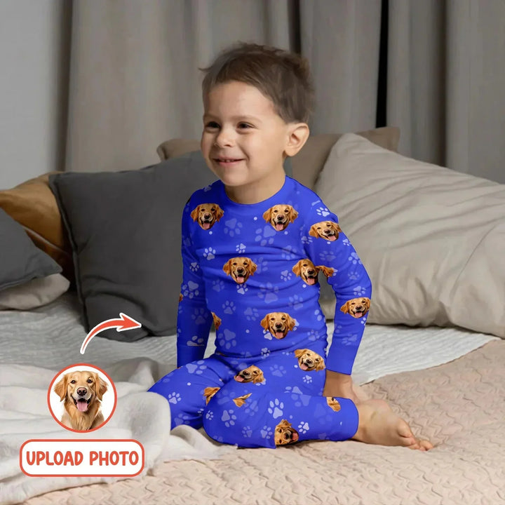 Custom Pet Face Photo Two Piece Long Sleeve Pajama Set For Christmas , Custom Pet Face Photo Two Piece Long Sleeve Pajama Set For Christmas - 12-18M
