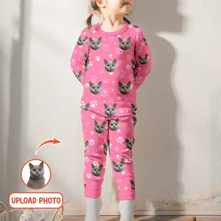 Custom Pet Face Photo Two Piece Long Sleeve Pajama Set For Christmas , Custom Pet Face Photo Two Piece Long Sleeve Pajama Set For Christmas - 12-18M